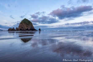 Haystack Rock at Low Tide in Early Morning